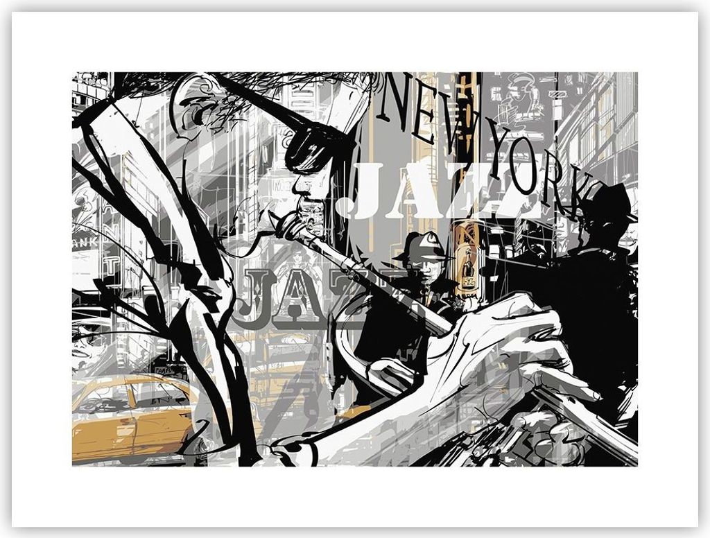Poster - Poster ohne Rahmen - Jazz Musik Musiker - 40x30 cm - Wand Bild - Wanddeko - Wandbilder - Kunstposter - Wandposter - Bilder - Kunstdruck - ...