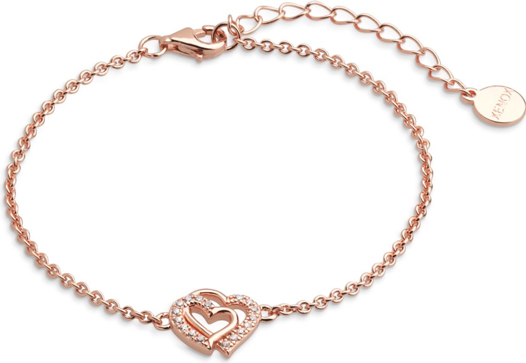 Xenox XS3412RN Armband Damen Zwei Herzen Zirkonia Silber Roségold