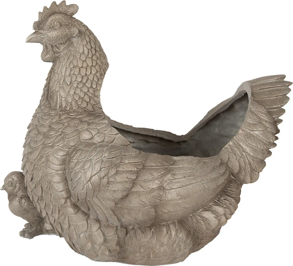 Pot de fleurs poulet léger incassable gris pour extérieur