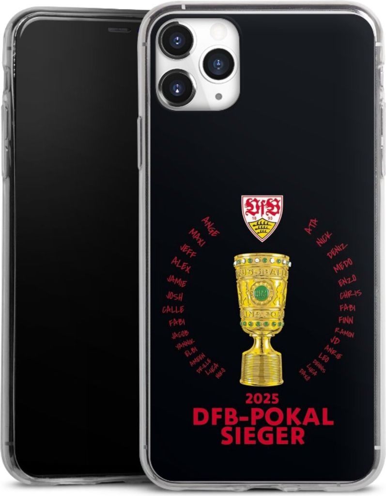 DeinDesign Slim Hülle für Apple iPhone 11 Pro Max Silikon Case Ultra Dünn Handyhülle Offizielles Lizenzprodukt Pokal VfB Stuttgart