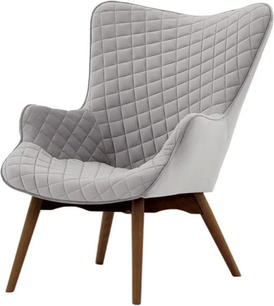 Fauteuil de lecture Ducan à oreilles en Velours et Chêne Foncé Chic