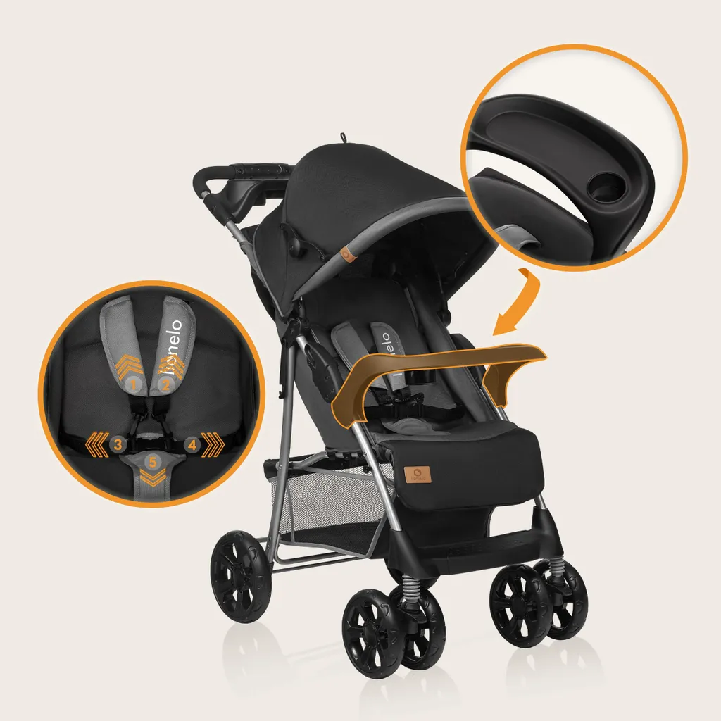 Poussette Lionelo Emma Plus pliable buggy léger et compact jusqu'à 15kg