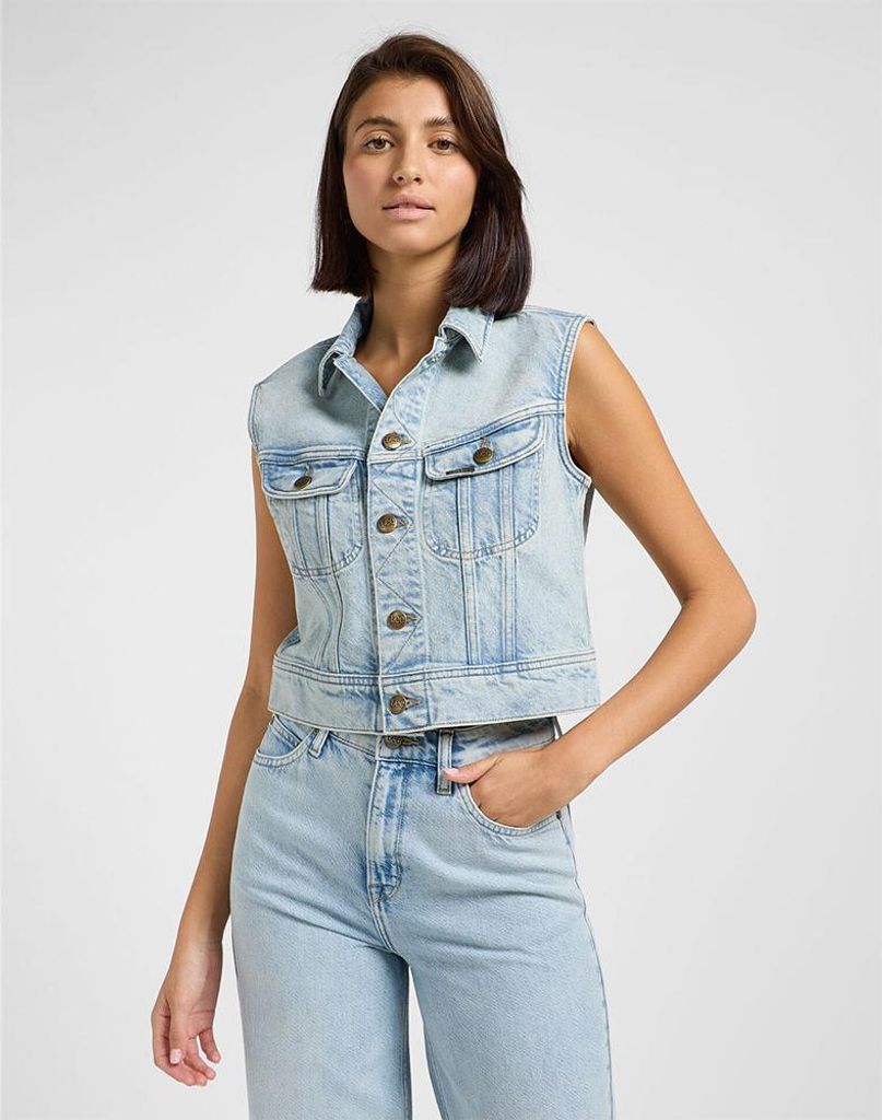 Lee Cropped Rider Vest Hint Of Rain 112363461 M