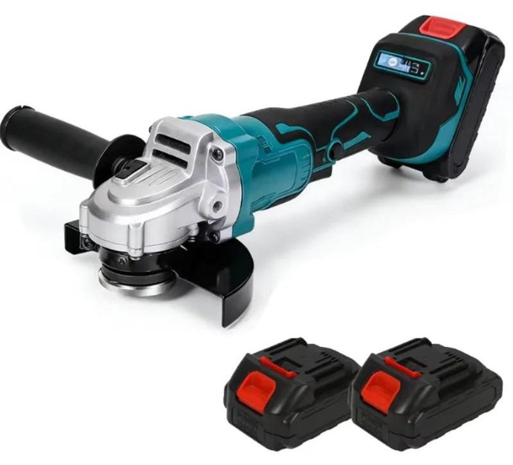 Winkelschleifer - Akku 125 mm - Bürstenloser Motor - 3 Stufen - 2x 18 V Akkus - Rot