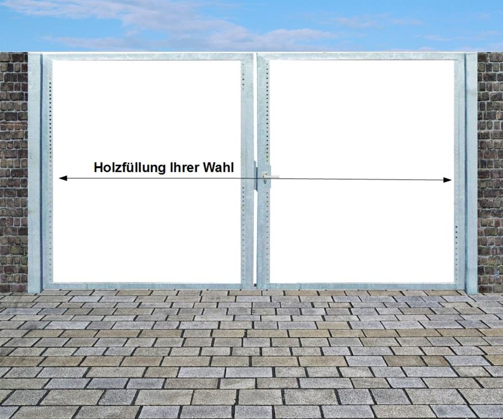 Einfahrtstor Qs Tor Verzinkt mit Pfosten Ohne Holzfüllung Produktbild 