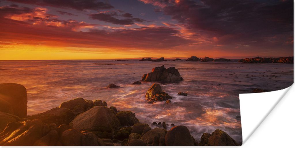 MuchoWow Poster Ein Sonnenuntergang über Big Sur in Amerika 120x60 cm - Bild