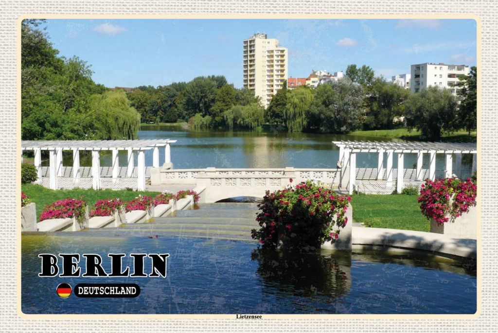 vianmo Holzschild 12x18 cm Berlin Lietzensee Bildmotiv Reisemotiv Abenteuer Reisen
