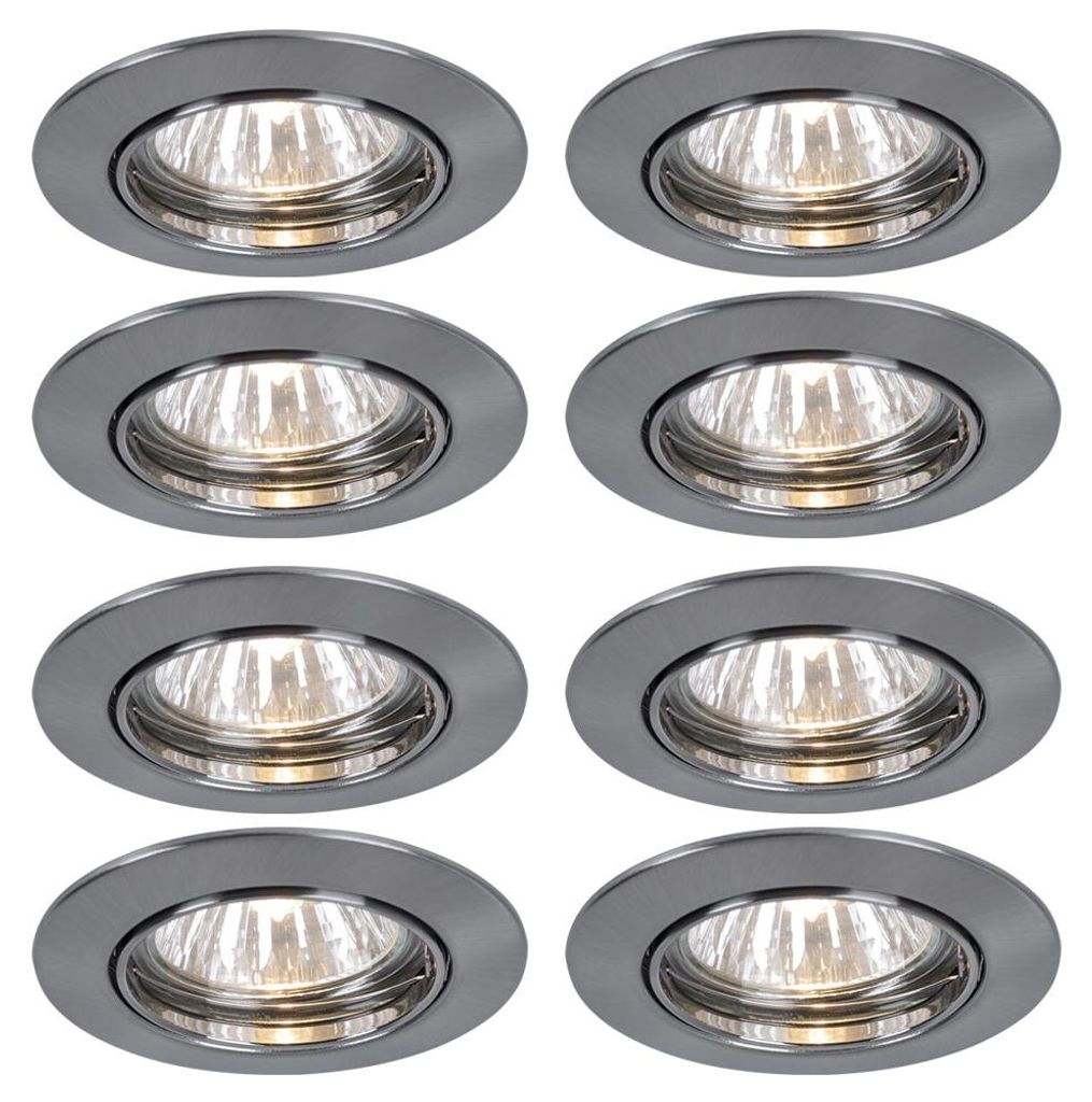 8x LED Einbaustrahler, rund, silber, 8,3 cm, PREMIUM LINE Produktbild 