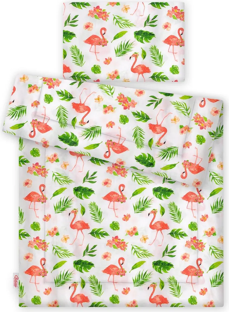 Literie Enfant 135x100 cm Idéale pour Lit de Transition Flamant Rose