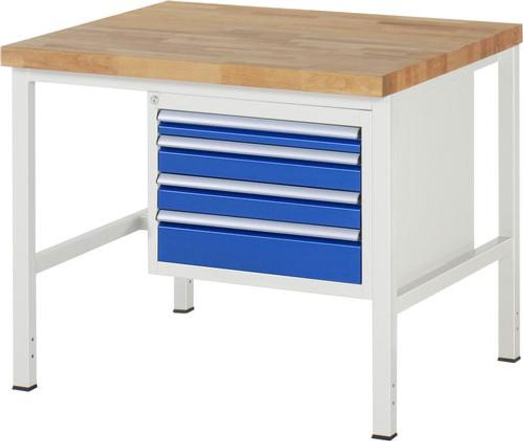 Werkbank mit 4 Schubladen - Teilauszug - 60:1 / 90:2 / 120:1 - 840 x 1.000 x 900 mm (HxBxT) - Traglast 1.250 kg - Buche