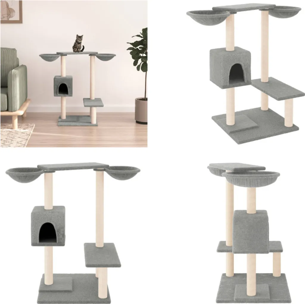 Tiragraffi 82cm vidaXL Grigio | Struttura in Legno e Sisal Naturale
