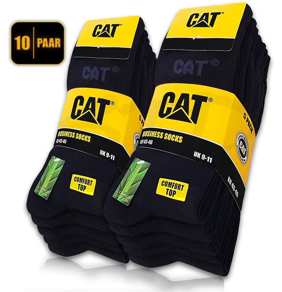 10 Paar CAT CATERPILLAR BUSINESS Socken Schwarz Größe 43-46 Produktbild 