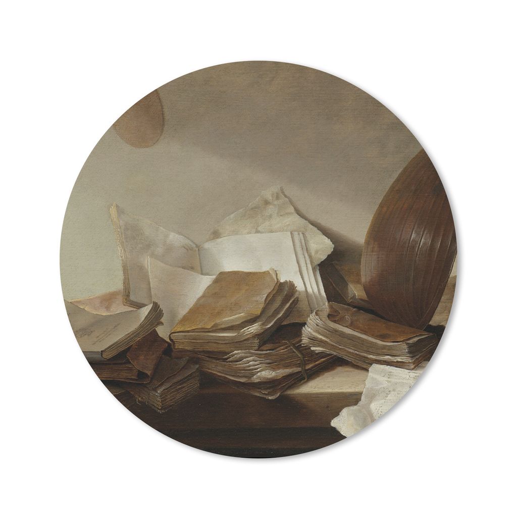 MuchoWow Mauspad Mousepad Stilleben mit Büchern - Gemälde von Jan Davidsz. de Heem 20x20 cm - Mousepads - Maus Mat - Pad - Mausunterlage - Schr...
