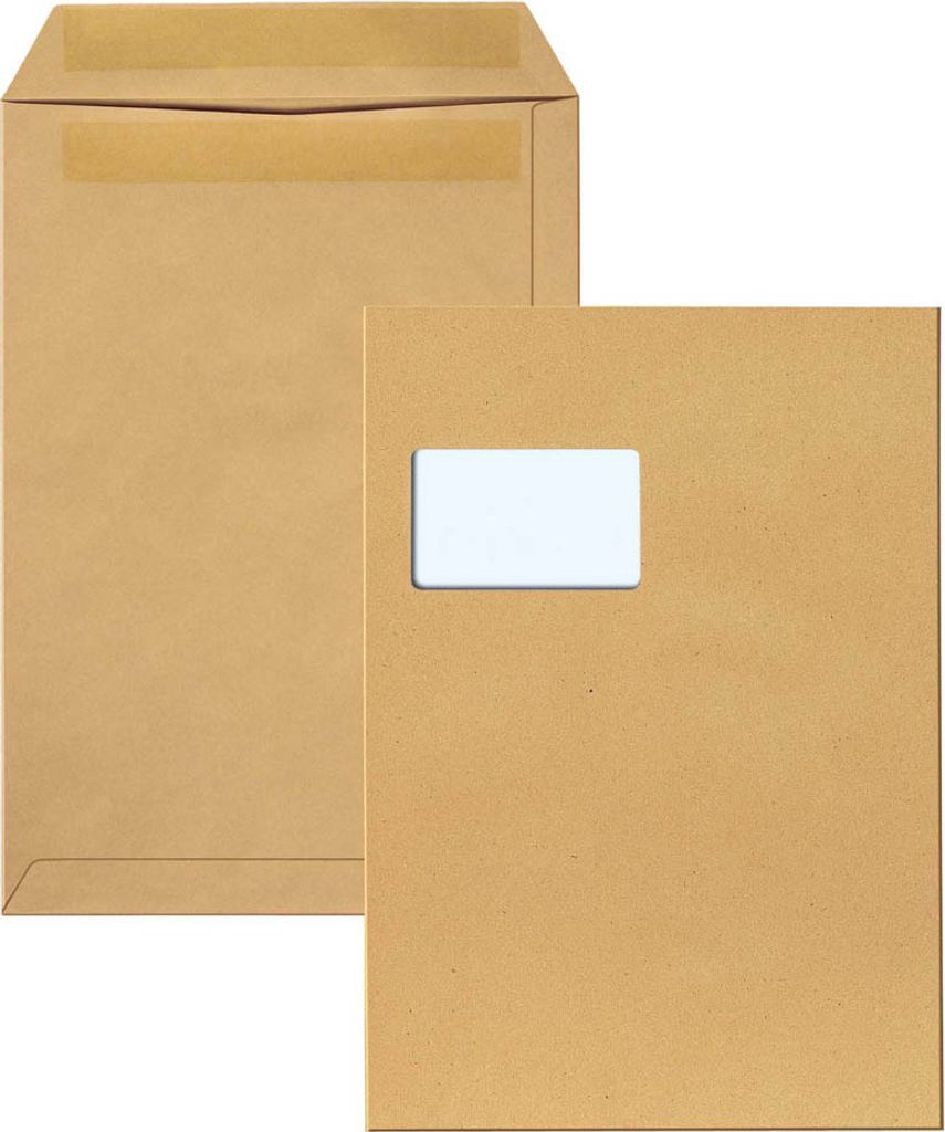 MAILmedia Versandtaschen DIN C4 mit Fenster braun 250 St. Produktbild 