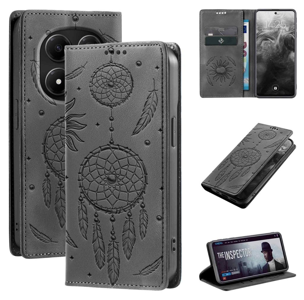 Handyhülle für Xiaomi Redmi Note 15 Pro RFID Schutz Klapphülle Case Cover Blumen Design Traumfänger Schutzhülle Farbe: Schwarz