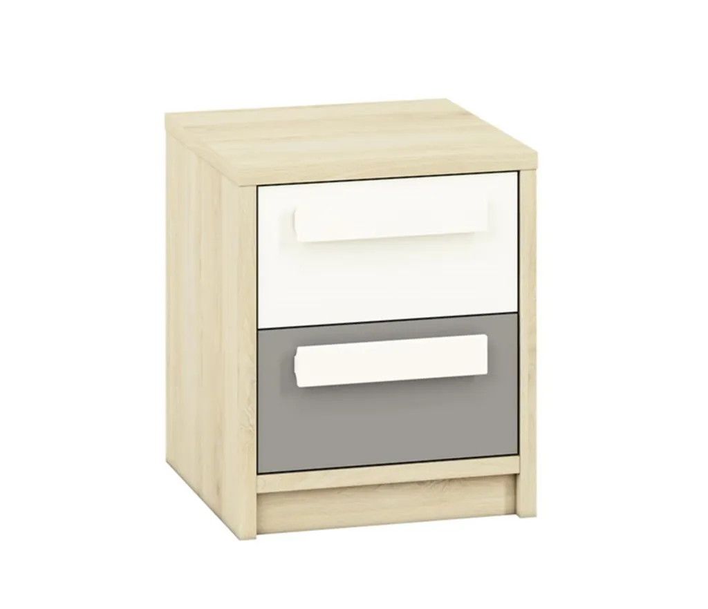 Table de chevet INNES hêtre fjord et blanc gris platine pour chambre