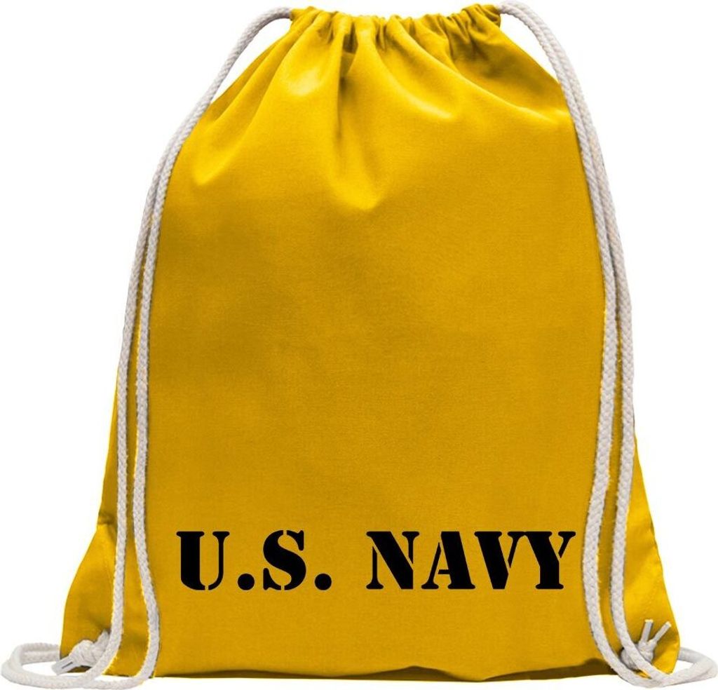 Kiwistar - Turnbeutel - gelb - U.S. Navy - Fun Rucksack Sport Beutel Gymsack Baumwolle mit Ziehgurt