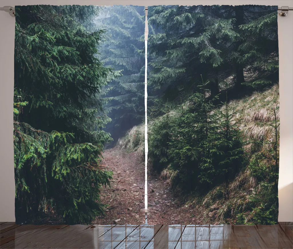Rideau rustique Evergreen Misty Woods ABAKUHAUS 280x225 cm Multicolore
