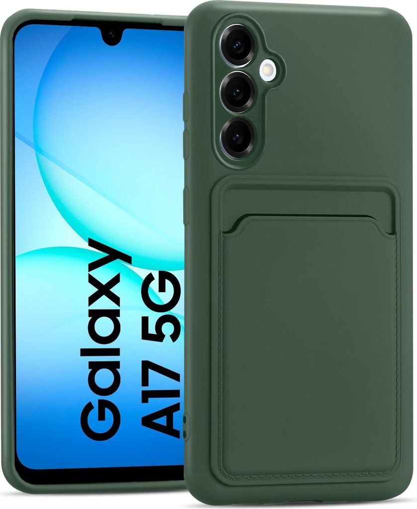 Handyhülle für Samsung Galaxy A17 5G Hülle Silikon Schutzhülle mit Kartenfach Slim Wallet Case, Grün