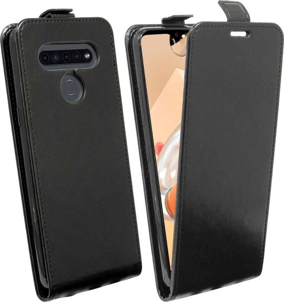 Flip Case LG K51S Handy Tasche vertikal aufklappbar Schutzhülle Klapp Hülle Schwarz