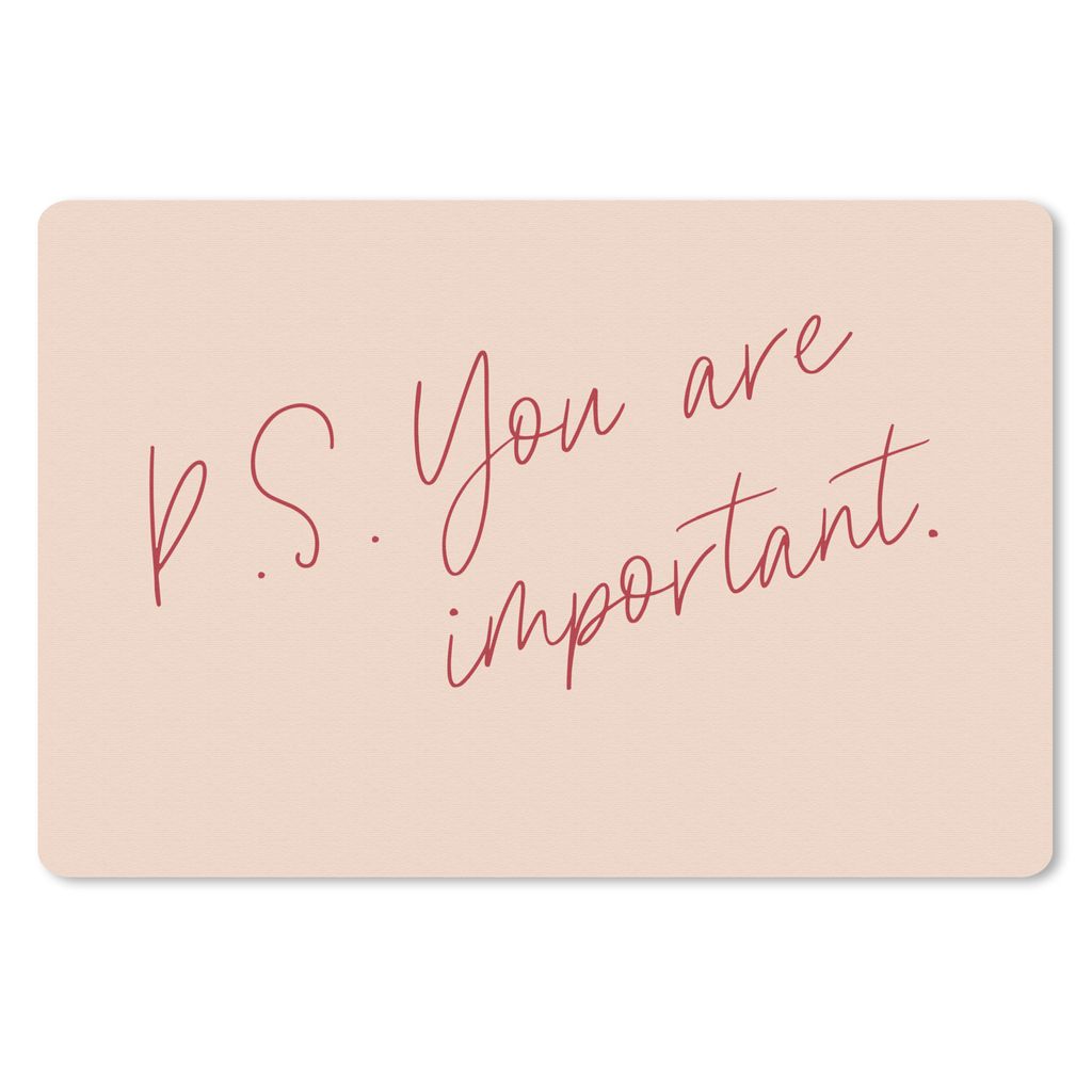 MuchoWow Mauspad Mousepad Text - P.S. Du bist wichtig - Zitate 27x18 cm - Mousepads - Maus Mat - Pad - Mausunterlage - Büroartikel - Desk Matten