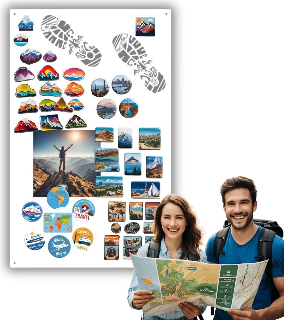 Anwicar Magnettafel - Magnetische Pinnwand mit -Spuren - Weiß - 80x50 cm