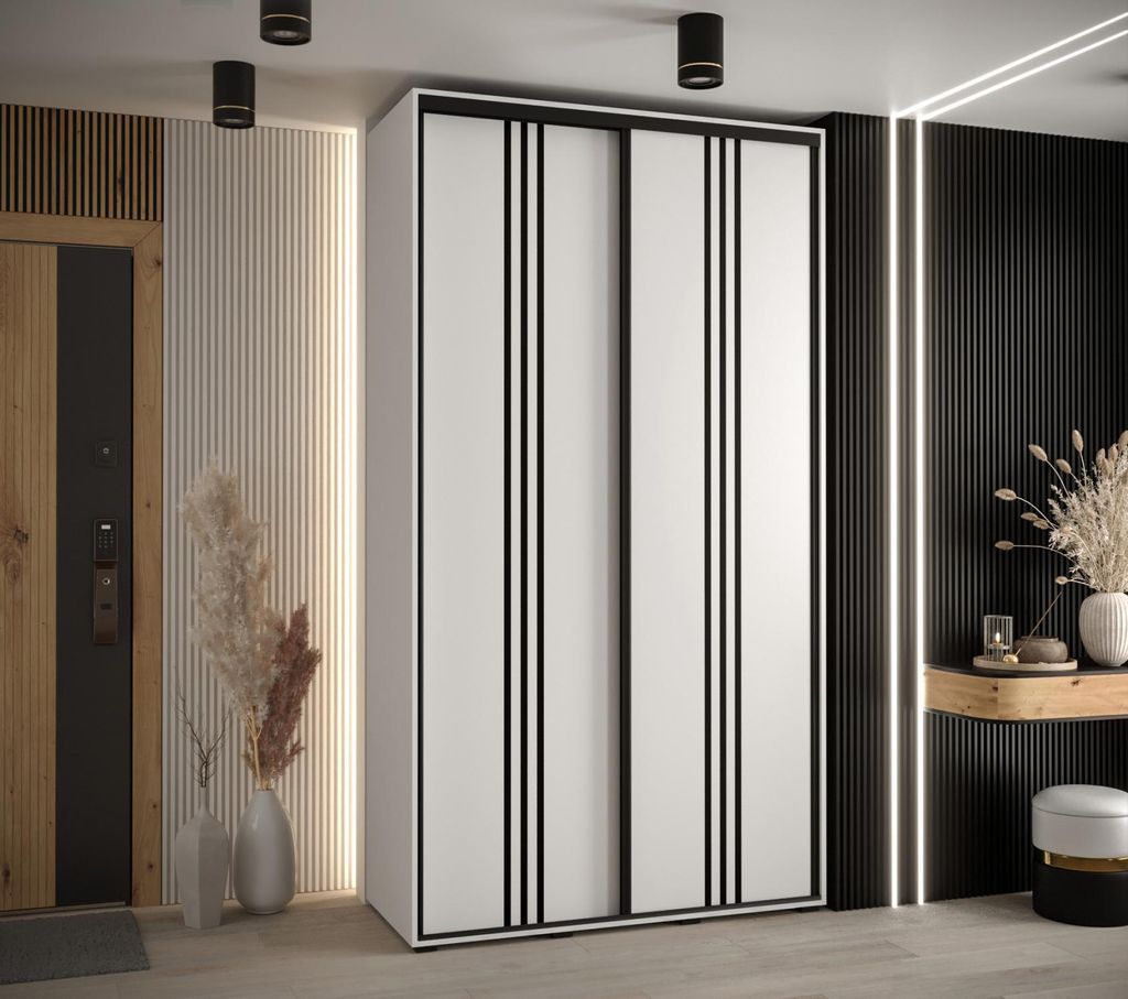 Kleiderschrank YVONA 6 - 140/45 cm, weiß/schwarz