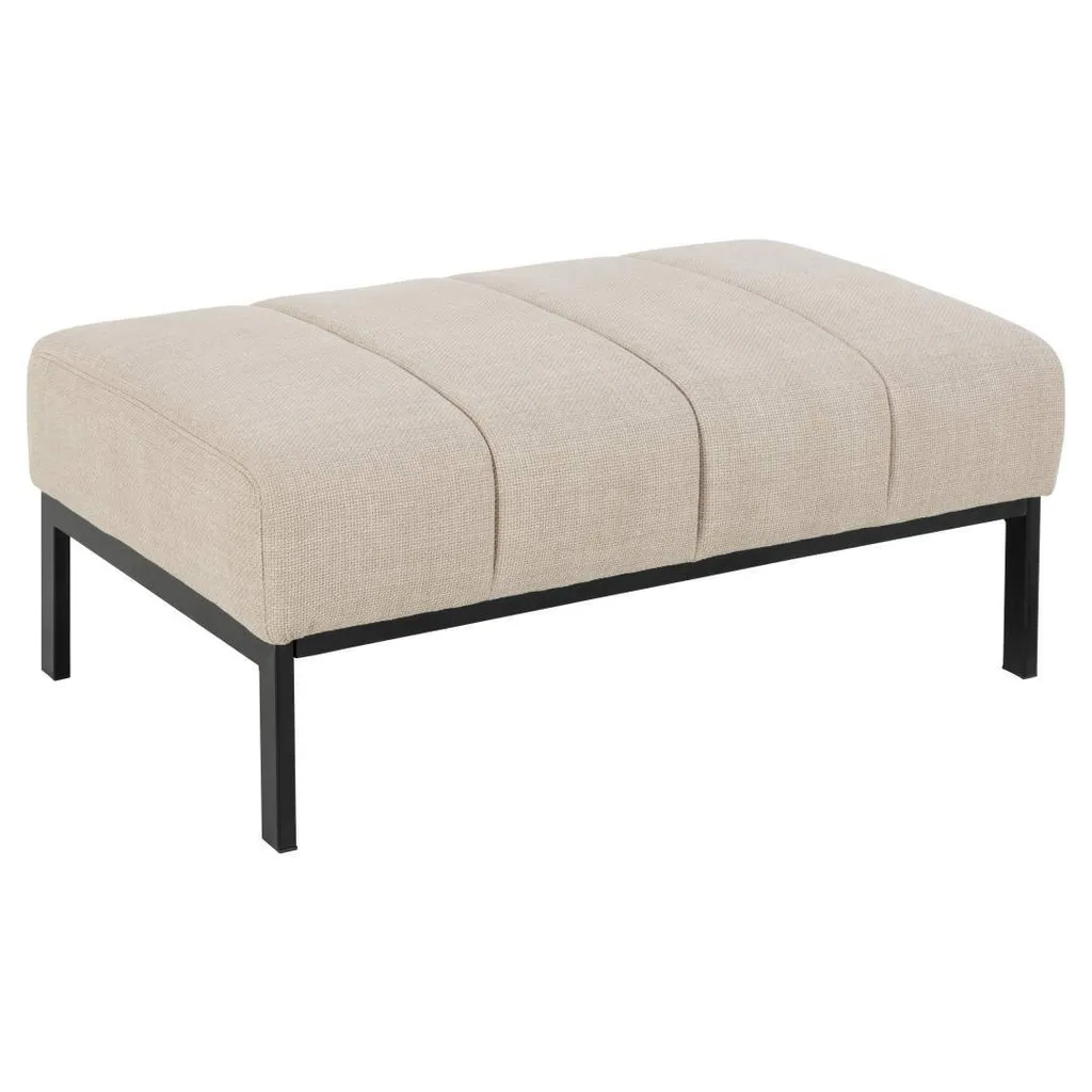 Petit pouf beige Caix pour repose-pieds de salon ou siège de coiffeuse