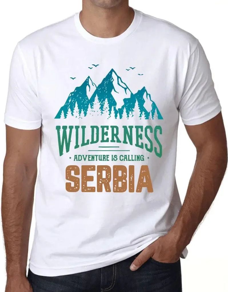 Herren Grafik T-Shirt Wildnis Abenteuer ruft in Serbien – Wilderness, Adventure Is Calling Serbia – Öko-Verantwortlich Vintage Jahrgang Kurzarm