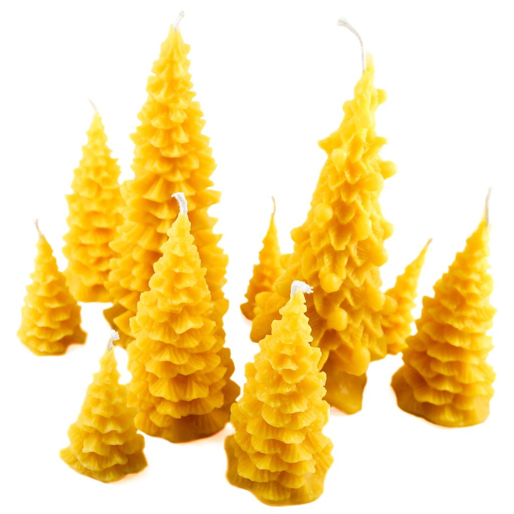 Bienenwachs Adventskerzen Set 10 x Tannenbäume handgefertigt – Weihnachtskerzen aus 100% Bienenwachs mit Honigduft, lange Brenndauer von Naturra