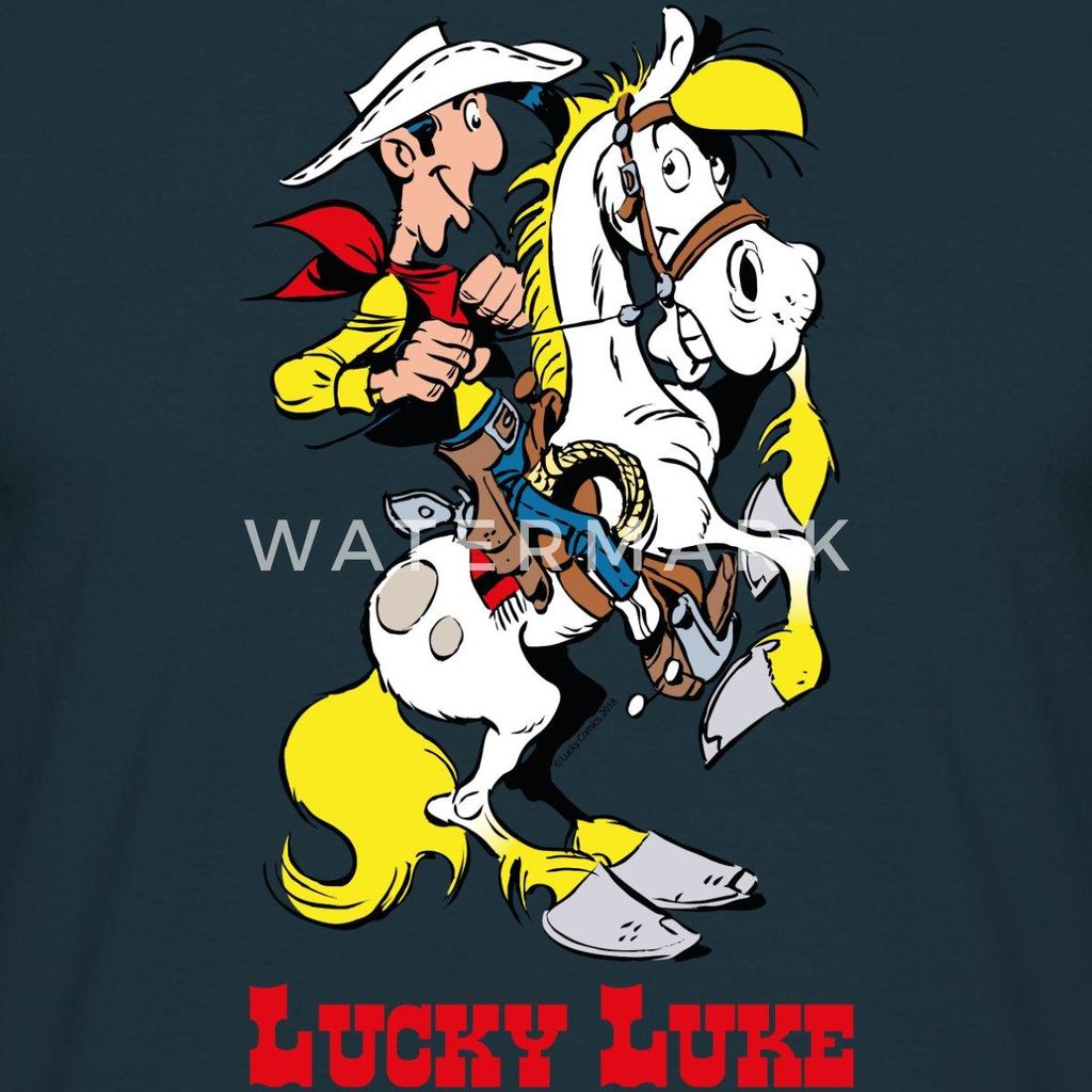 Spreadshirt Lucky Luke mit Pferd Jolly Jumper Männer T-Shirt, S, Navy