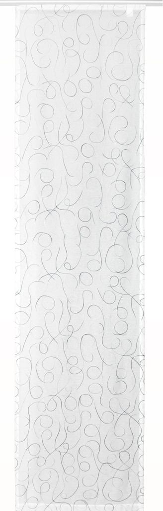 Flächenvorhang modern art Schiebegardine halbtransparent Weiß 60x245 cm schwarz grau weiß bestickt