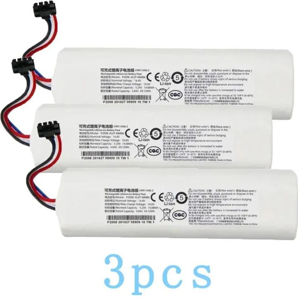 Batterie Li-Ion 6500 mAh pour Robot Aspirateur D9 L10 Pro RLS3 - 3 Pièces