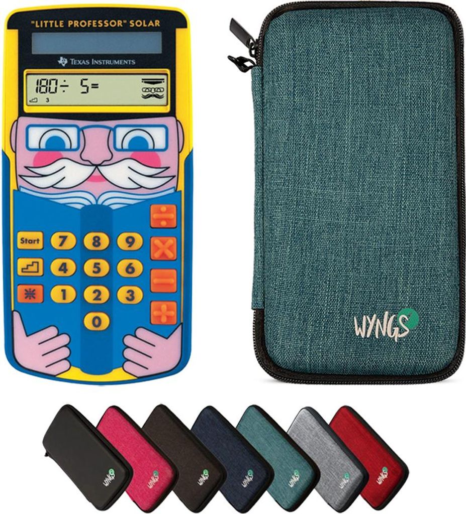 TI-Little Professor inkl. WYNGS Schutztasche Türkis - Interaktiver Rechentrainer - Basic Set