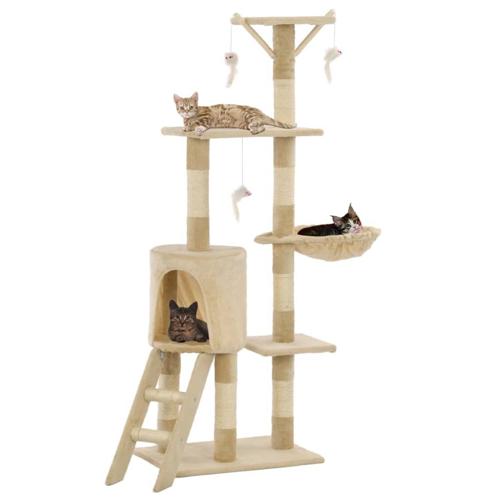 Prolenta Premium Katzen-Kratzbaum mit Sisal-Säulen 138 cm Beige
