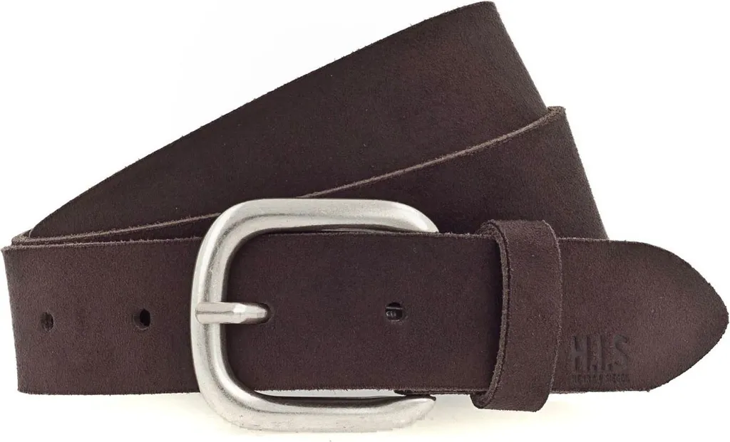 H.I.S Pelle cintura 30mm Leather Belt W80 Dark Brown marrone
