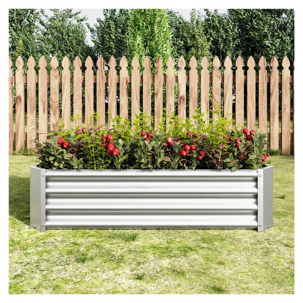 Hochbeet aus Metall, Pflanzenbeet aus robustem Stahlblech mit stabilem Design, Rostschutz und langer Haltbarkeit, Hochbeet-Bausatz ohne Boden, geei...