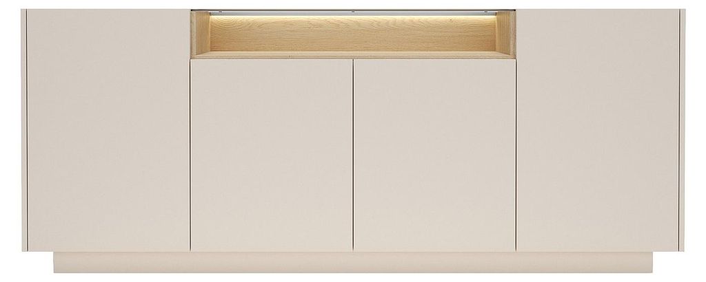 Sideboard 4 Türen und 1 Nische mit LEDs – Beige und helles Natur – ALIVENTO