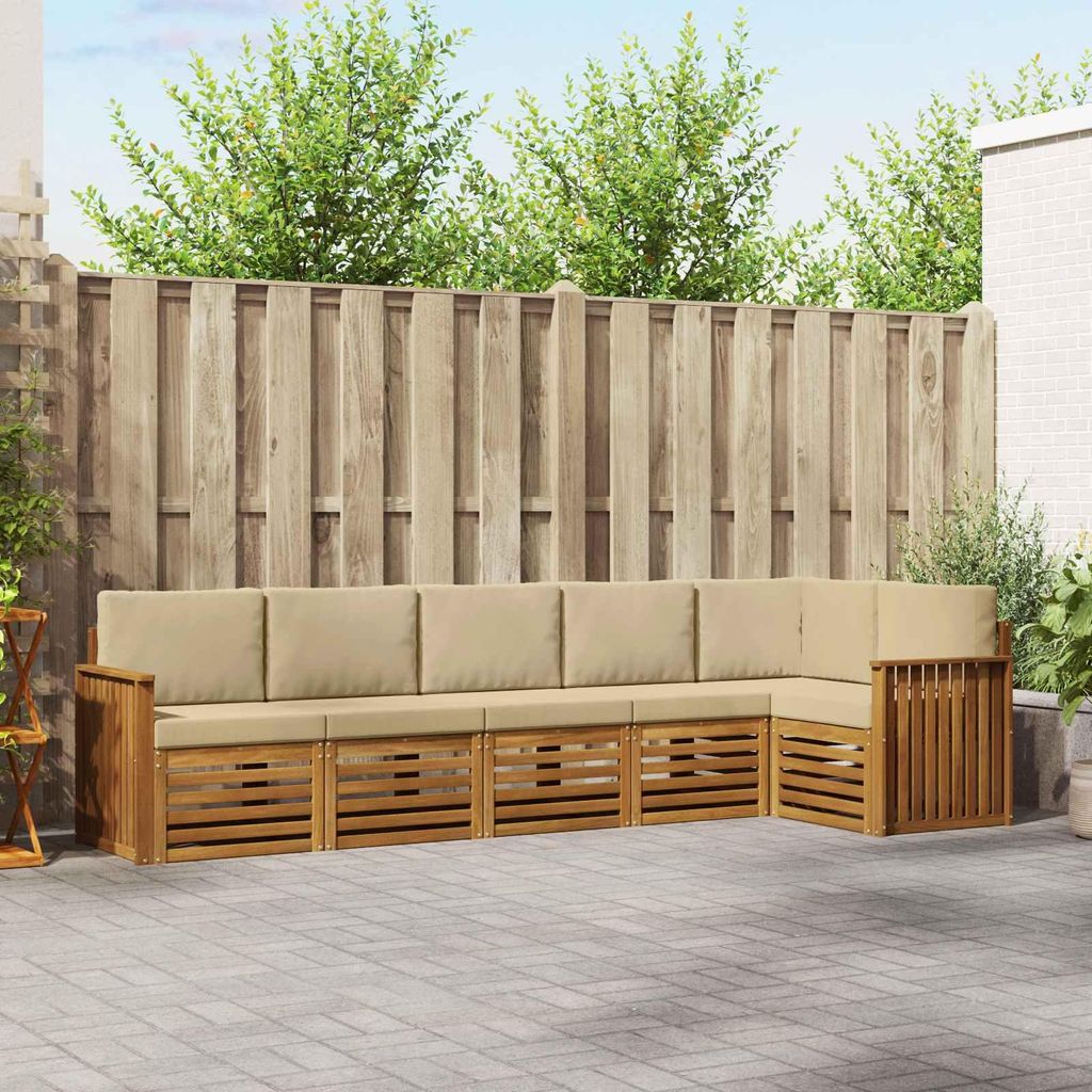 "Neues Produkt" Sofagarnituren - CLORIS - Terrassen-Sofa - 6 pcs - Natur und Beige Massivholz Akazie - Modern Gartensofas V1965