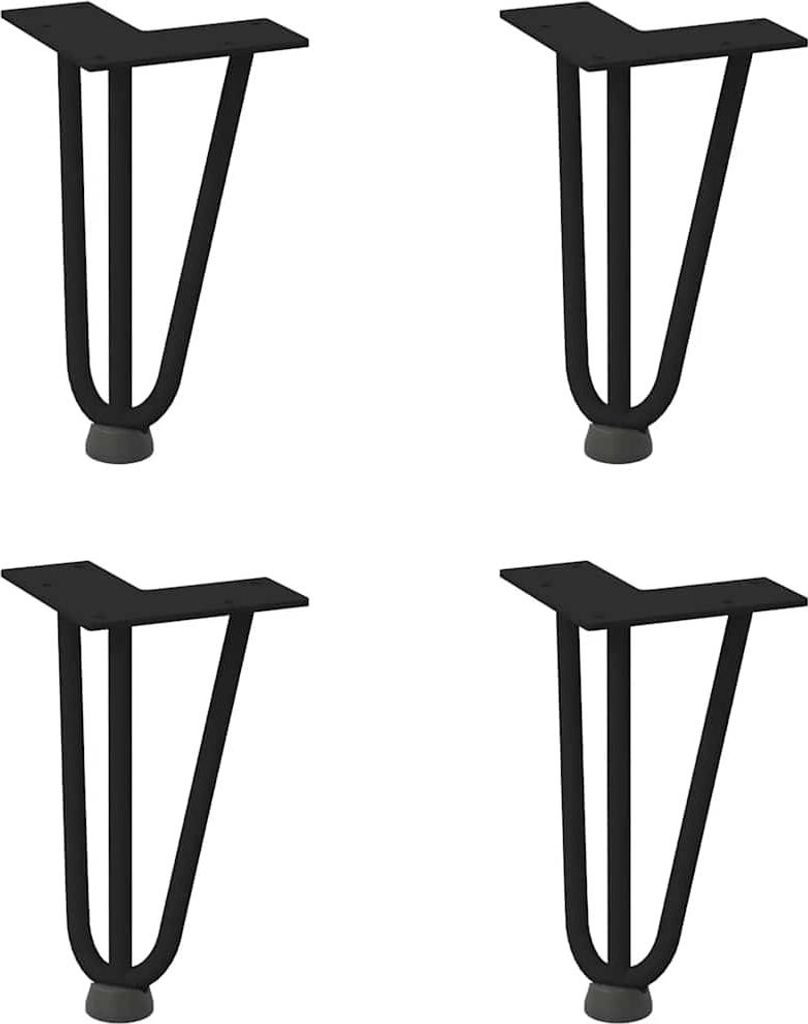 vidaXL Haarnadelbeine für Couchtisch 4 Stk. Schwarz 20 cm Massivstahl