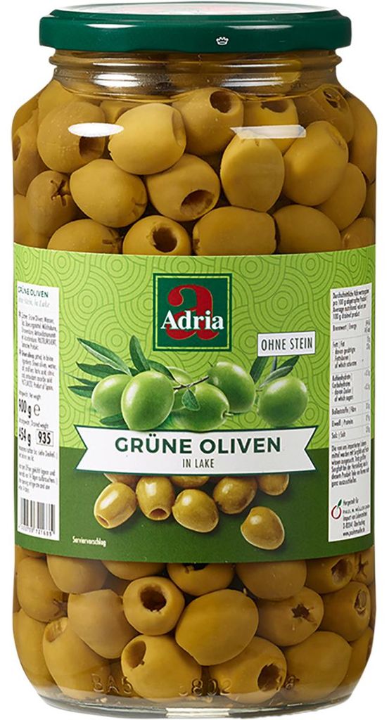 Adria Olives vertes en saumure dénoyautées en bocal Image du produit 
