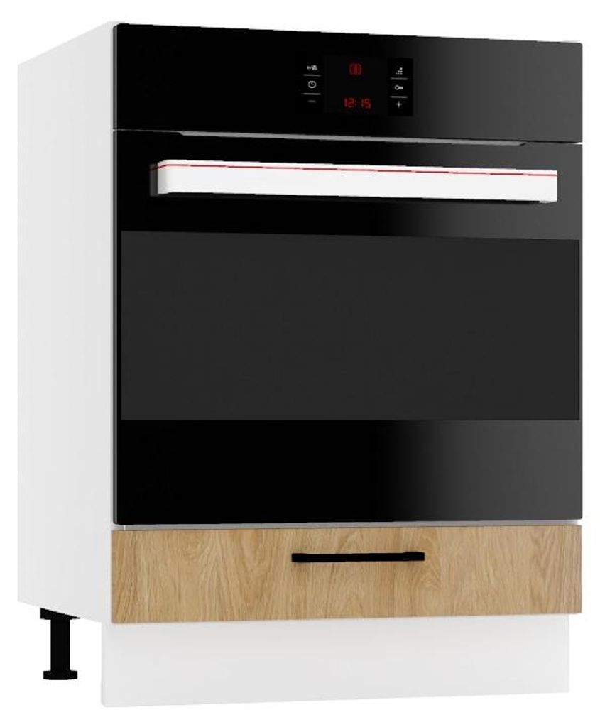 Küchenunterschrank 60 cm - Hicora-Eiche - Einbauschrank für den Backofen - Höhenverstellbar