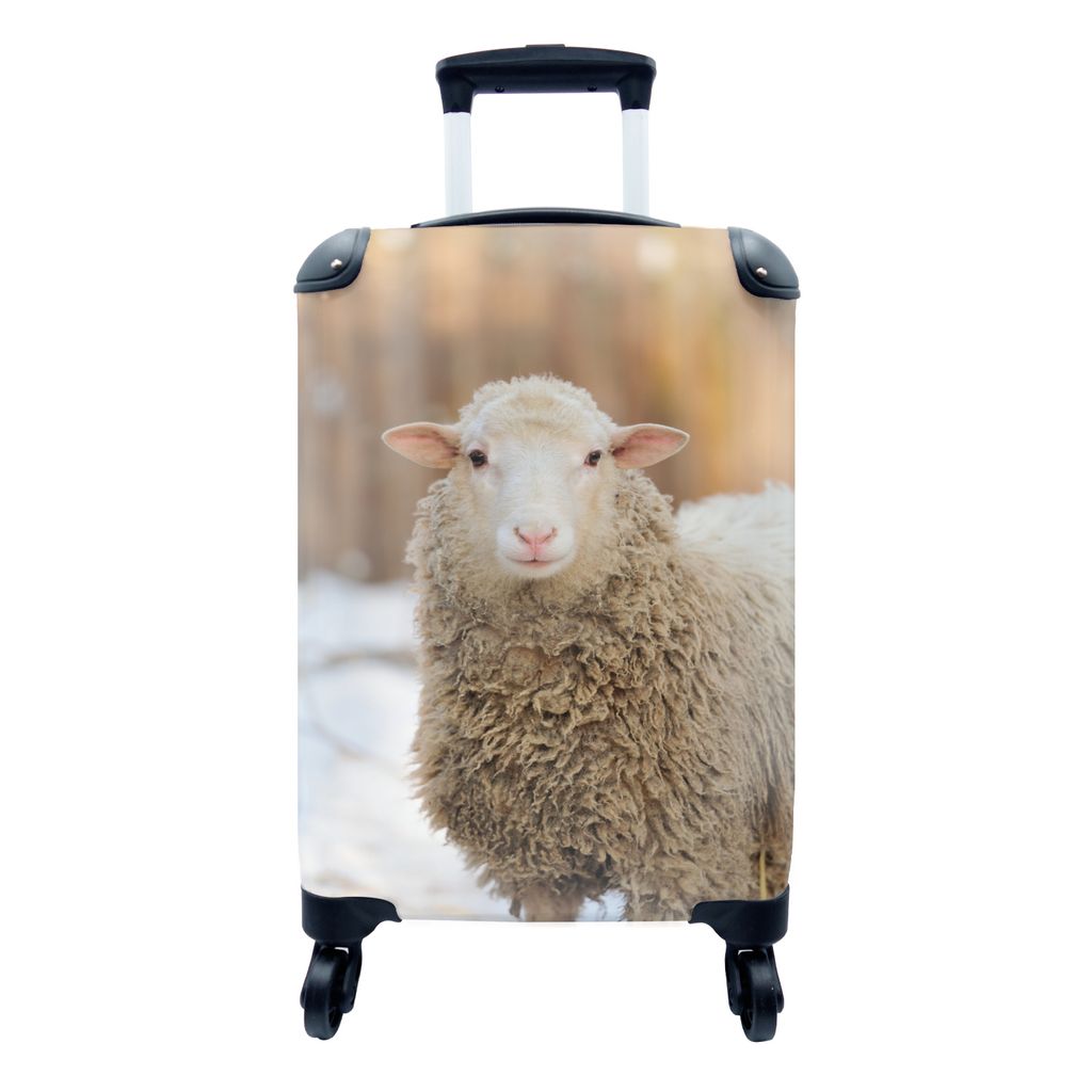 MuchoWow Koffer Handgepäck Trolley Rollkoffer Kleine Reisekoffer mit 4 Rollen - Schafe - Schnee - Wolle - Cabin Size < 55x40x23 cm & 55x40x20 cm...