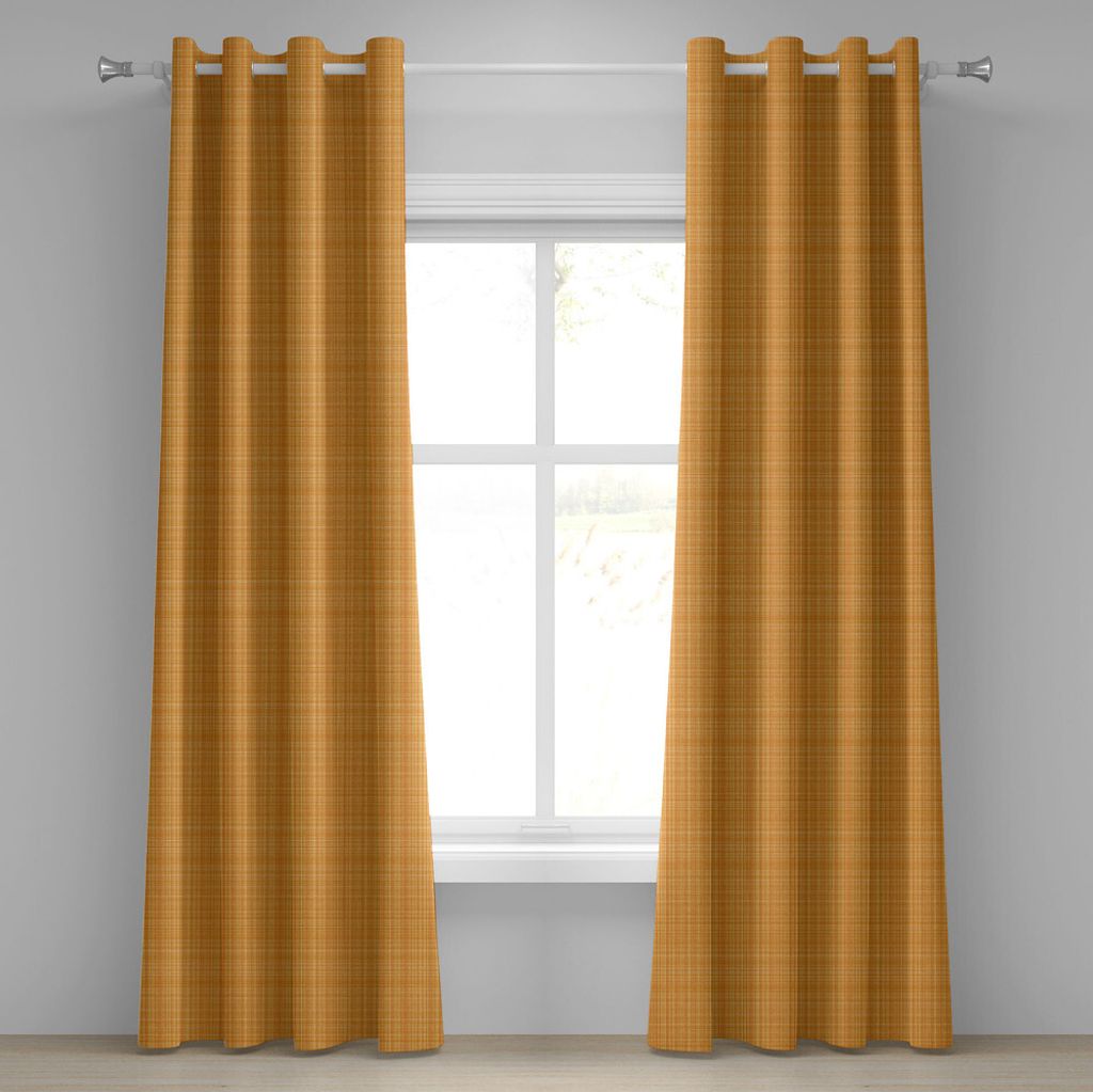 ABAKUHAUS Orange Ösenvorhang, Gestreifte Faser-Beschaffenheits-Bild-abstrakte dünne Linien komplexes Gitter im Weinlese-Design-Druck, Dekorative ...