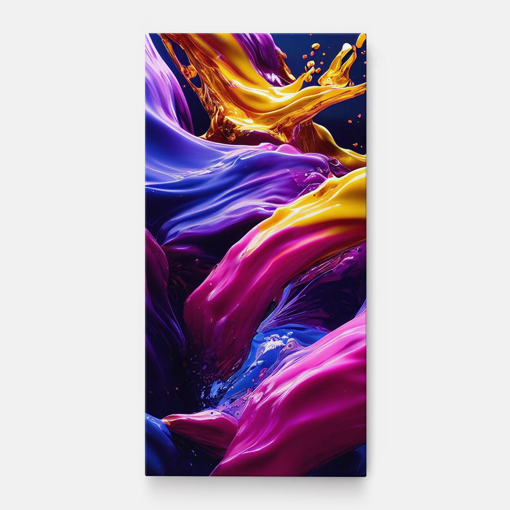 ARTHUB Leinwandbild 50x100 cm, Purple Liquid Splashing | Wohnzimmerdekoration, Hängende Bilder, Wanddekoration, Heimdekoration, Abstrakte, Leben...