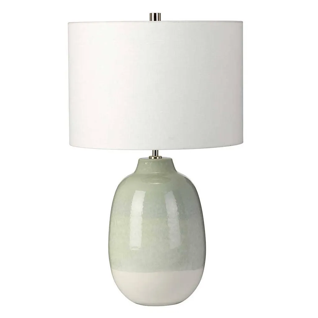 Lampe à poser en céramique blanche et verte Elstead Chelsfield 61 cm