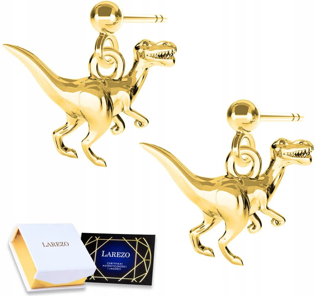 Orecchini Dinosauro Argento 925 Placcato Oro - Caratteristiche e Purezza - 1