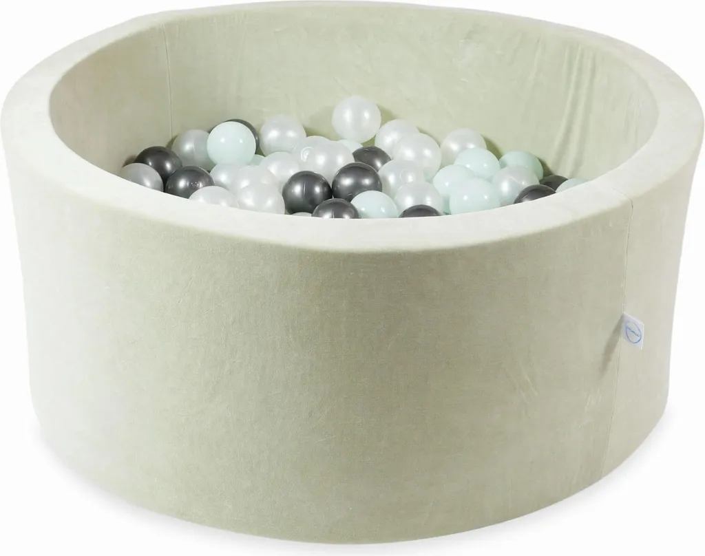Piscine sèche pour bébé 90x40 cm Velours Menthe avec 300 balles Nacre