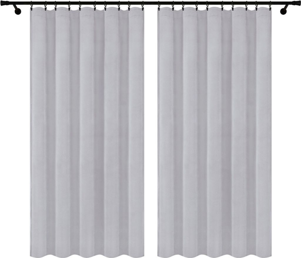 Vorhänge aus Velours mit Kräuselband 140x160 cm 2 Stücke Grau Fertige Gardinen