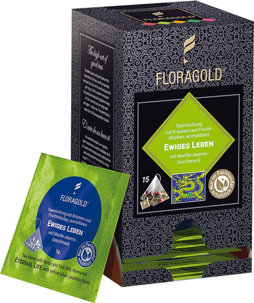 Floragold Grüntee Ewiges Leben, 15er Pyramidenbeutel Produktbild 